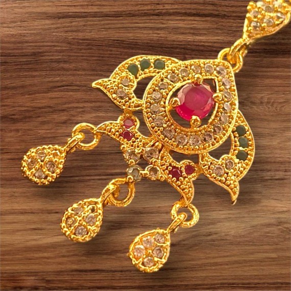 Bridal CZ Maang Tikka for Women | Gold-Plated Brass Forehead Jewelry | D744REGO