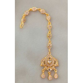 Bridal CZ Maang Tikka for Women | Gold-Plated Brass Forehead Jewelry | D744WHGO