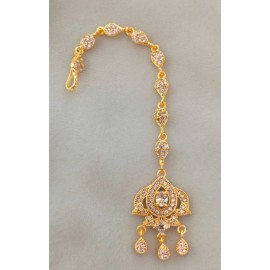 Bridal CZ Maang Tikka for Women | Gold-Plated Brass Forehead Jewelry | D744WHGO