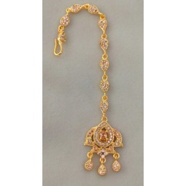 Bridal CZ Maang Tikka for Women | Gold-Plated Brass Forehead Jewelry | D744YEGO