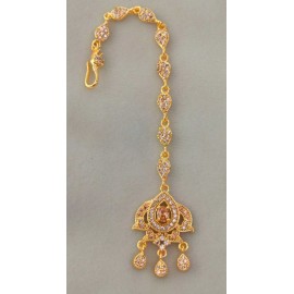 Bridal CZ Maang Tikka for Women | Gold-Plated Brass Forehead Jewelry | D744YEGO