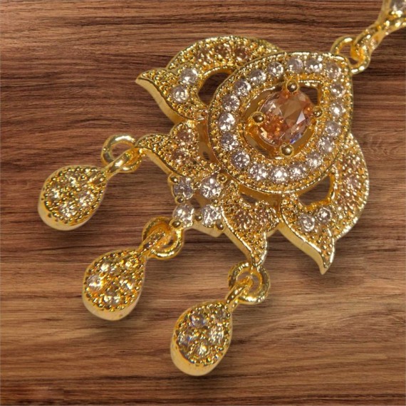 Bridal CZ Maang Tikka for Women | Gold-Plated Brass Forehead Jewelry | D744YEGO