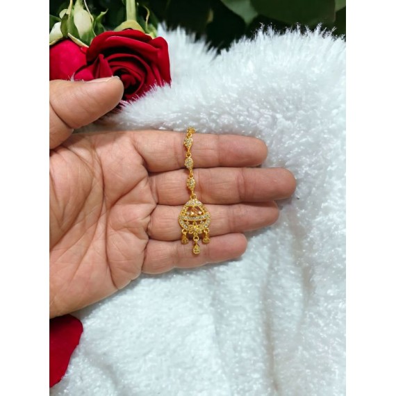 D745YEGO plated mang tikka Affordable artificial CZ AD gold