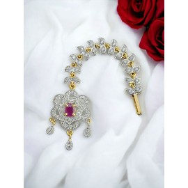 NO03RERH Affordable artificial CZ AD gold plated mang tikka