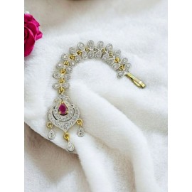 NO04RERH Affordable artificial CZ AD gold plated mang tikka