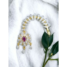 NO05RERH Affordable artificial CZ AD gold plated mang tikka