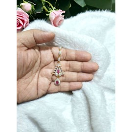NO10RERH Affordable artificial CZ AD gold plated mang tikka
